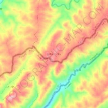 Infiernillo topographic map, elevation, terrain