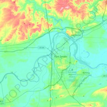 Fort Smith topographic map, elevation, terrain