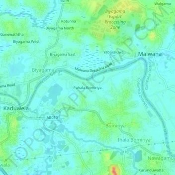 Pahala Bomiriya topographic map, elevation, terrain