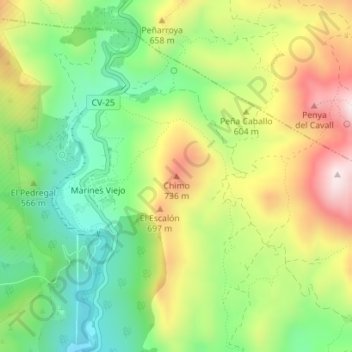 Chimo topographic map, elevation, terrain