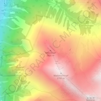 Mooskopf topographic map, elevation, terrain