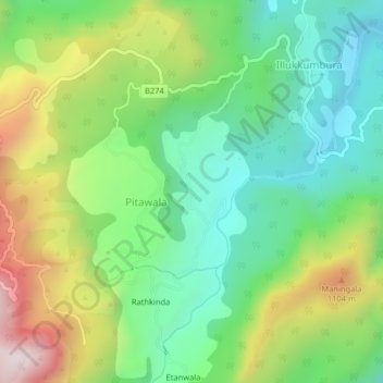 Mahalakotuwa topographic map, elevation, terrain