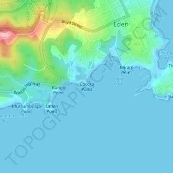 Cocora Point topographic map, elevation, terrain