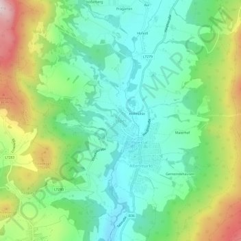 Ysper topographic map, elevation, terrain