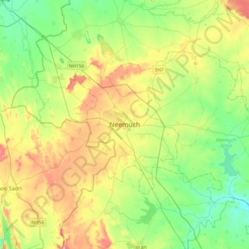 Neemuch topographic map, elevation, terrain
