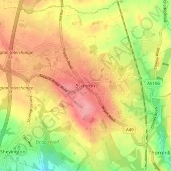 Standish topographic map, elevation, terrain
