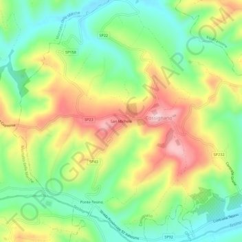 San Michele topographic map, elevation, terrain