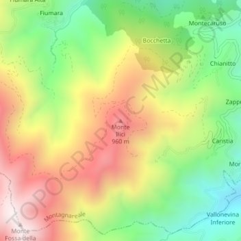 Monte Ilici topographic map, elevation, terrain