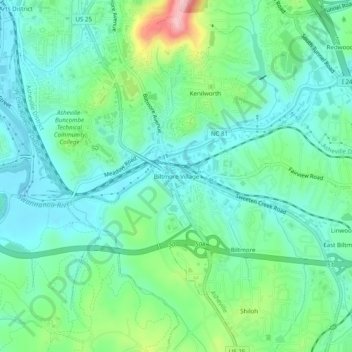 Biltmore Village topographic map, elevation, terrain