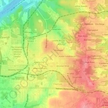 Juanita Drive topographic map, elevation, terrain