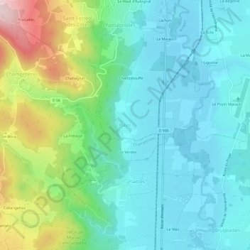 Puvic topographic map, elevation, terrain