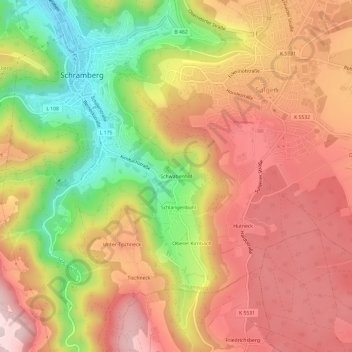 Schwabenhof topographic map, elevation, terrain