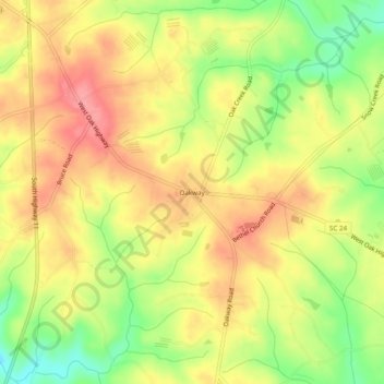 Oakway topographic map, elevation, terrain