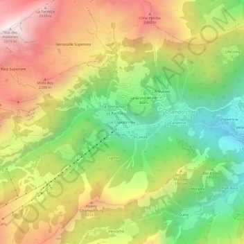 Chardonney topographic map, elevation, terrain