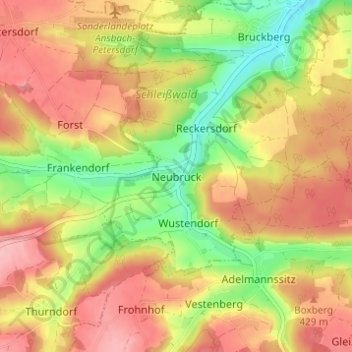 Neubruck topographic map, elevation, terrain