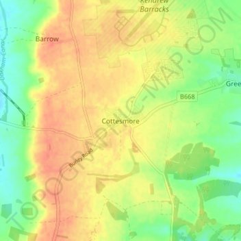 Cottesmore topographic map, elevation, terrain