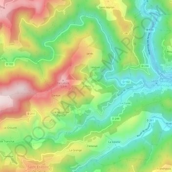 Le Riou topographic map, elevation, terrain