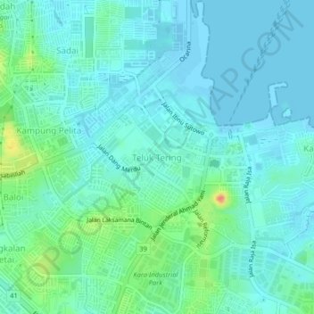 Teluk Tering topographic map, elevation, terrain