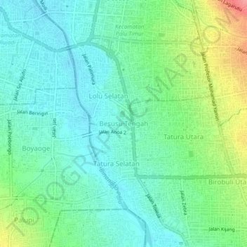 Besusu Tengah topographic map, elevation, terrain