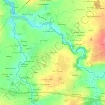 Trefumel topographic map, elevation, terrain