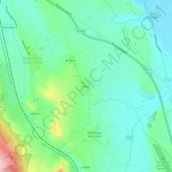 Bard topographic map, elevation, terrain
