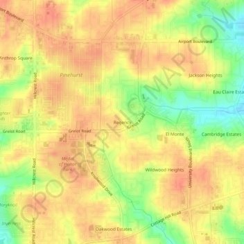 Regency topographic map, elevation, terrain