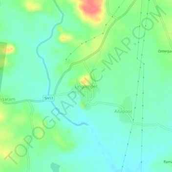 Lingampet topographic map, elevation, terrain