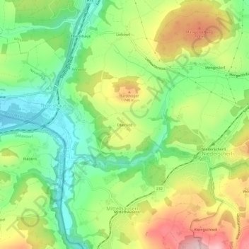 Oberried topographic map, elevation, terrain