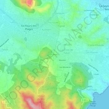 Cachou topographic map, elevation, terrain