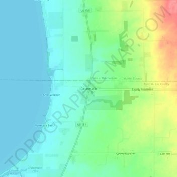 Calumetville topographic map, elevation, terrain