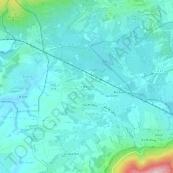 Le Malsaucy topographic map, elevation, terrain