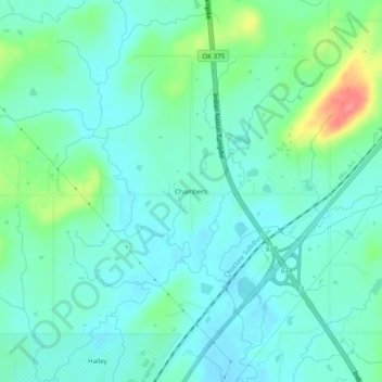 Chambers topographic map, elevation, terrain