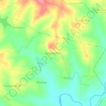 Bettadahalli topographic map, elevation, terrain