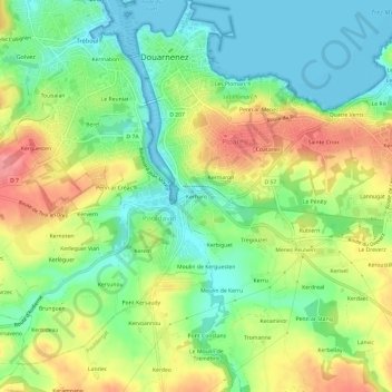 Kerharo topographic map, elevation, terrain