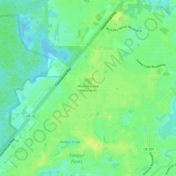 Weekiwachee Woodlands topographic map, elevation, terrain