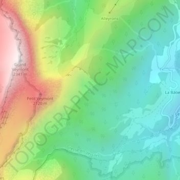 Ruisseau des Chalanches topographic map, elevation, terrain