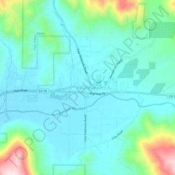 Pala topographic map, elevation, terrain