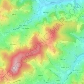 Argaud topographic map, elevation, terrain