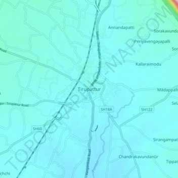 Tirupattur topographic map, elevation, terrain