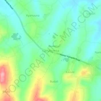 Namayumba topographic map, elevation, terrain