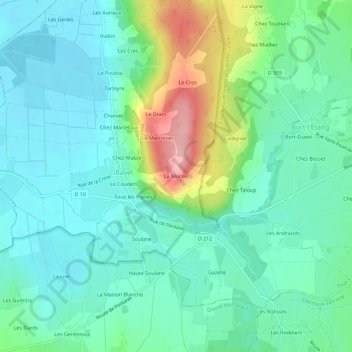 La Morille topographic map, elevation, terrain