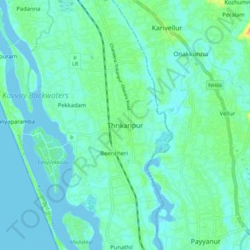 Thrikkarippur topographic map, elevation, terrain