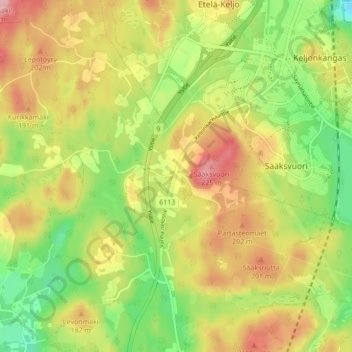 Valkola topographic map, elevation, terrain
