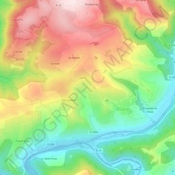 Marabonne topographic map, elevation, terrain