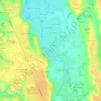 Le Moulin topographic map, elevation, terrain