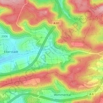 Hölzern topographic map, elevation, terrain