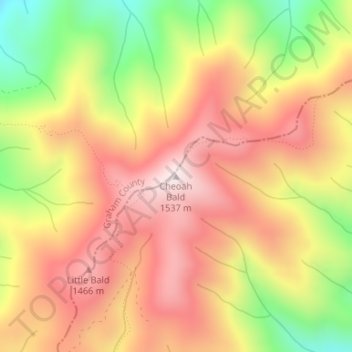 Cheoah Bald topographic map, elevation, terrain