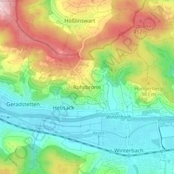 Rohrbronn topographic map, elevation, terrain