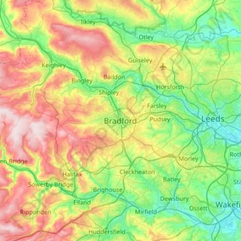 Bradford topographic map, elevation, terrain