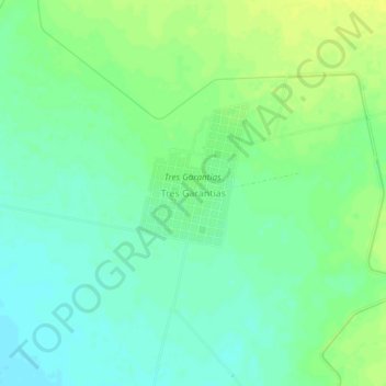 Tres Garantías topographic map, elevation, terrain